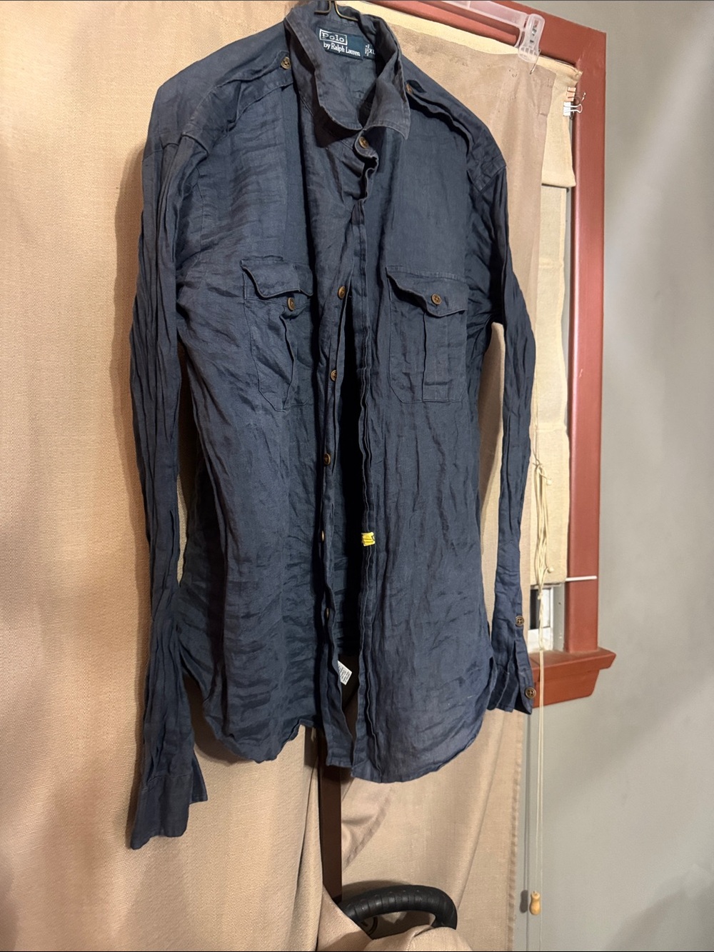 Ralph Lauren Navy Lightweight Military-Style Linen Shirt Jacket